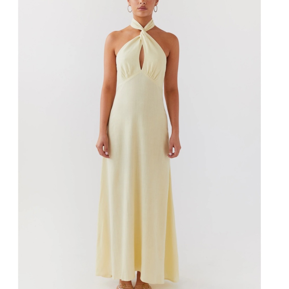 Peppermayo Yellow Halter Maxi Dress